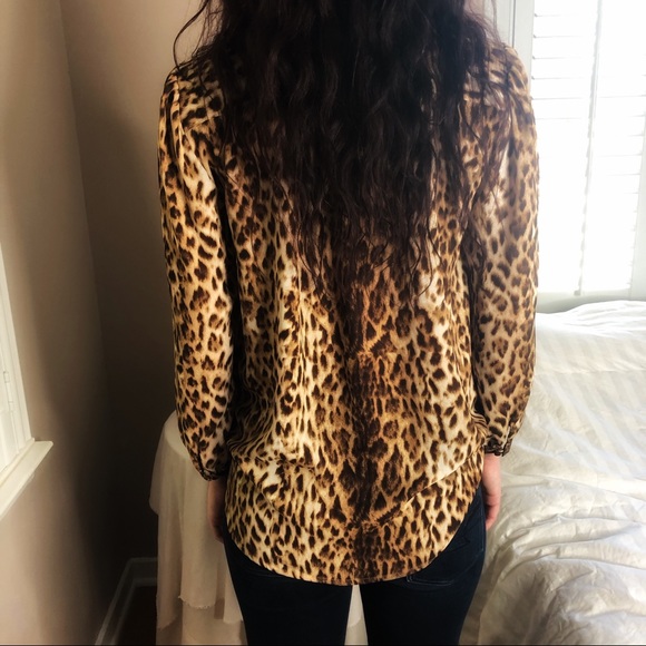J. Crew Summer Chic Leopard Tie Blouse Top - Picture 4 of 4